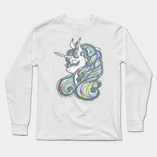 Rainbow Holographic Unicorn Long Sleeve T-Shirt